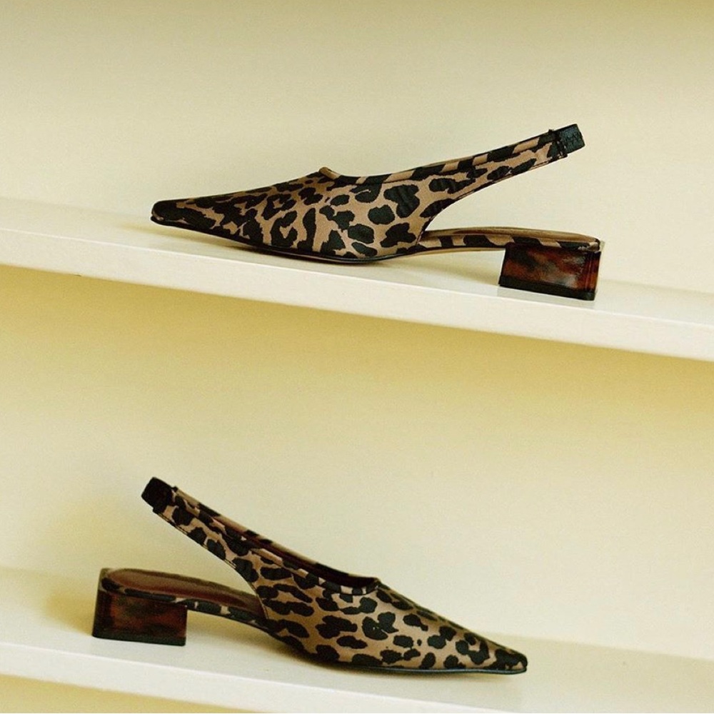 Ganni Jacquard leopard print slingback pumps. Size EU39/US 9. Worn Once